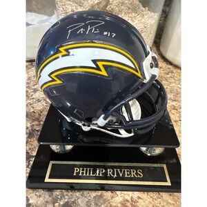 Philip Rivers Signed Los Angeles Chargers Mini Helmet Autograph Display Case
